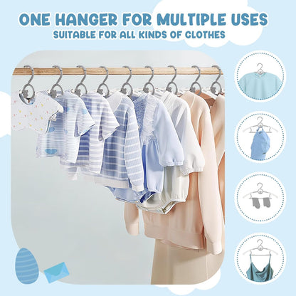 50 Pack Baby Hangers for Nursery Closet, Adjustable Non-Slip Kids Hangers with Windproof Buckle, 11-14" Infant Child Plastic Clothes Pants Toddler Hanger for Boys Girls Newborn Adult, Grey