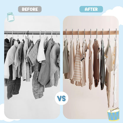50 Pack Baby Hangers for Nursery Closet, Adjustable Non-Slip Kids Hangers with Windproof Buckle, 11-14" Infant Child Plastic Clothes Pants Toddler Hanger for Boys Girls Newborn Adult, Grey