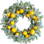 18 Inch Yellow Lemon Spring Summer Wreath for Front Door, Lamb Ears Leaves with Artificial Lemon Door Wreath, Green Leaves for Indoor and Outdoor