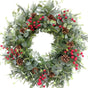 24 Inch Christmas Eucalyptus Red Berries Wreath for Front Door, Winter Green Eucalyptus Leaves Wreath with Pine Cone for Indoor Outdoor, Xmas Wreaths Home Decor