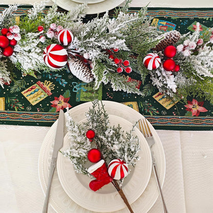 70 Inch Christmas Candy Cane Garland for Front Door, Winter Red White Xmas Holiday Garland for Indoor Outdoor, Christmas Frosted Garland with Berries and Pine Cones