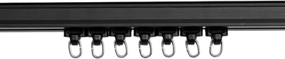 Curtain Tracks Ceiling Wall Mounted Heavy-Duty Curtains Rails Room Divider Curtain Track for Living Room Bedroom Room Shower Divider Pulley Black, 30pcs