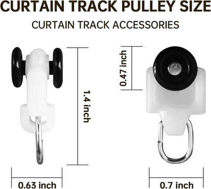 Curtain Tracks Ceiling Wall Mounted Heavy-Duty Curtains Rails Room Divider Curtain Track for Living Room Bedroom Room Shower Divider Pulley White, 30pcs