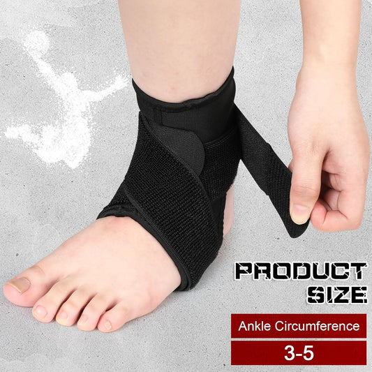 2 Pcs Ankle Brace Kids Ankle Support for Sport Sprained Neoprene Breathable Compression Sleeve with Adjustable Wrap for Youth Child Boy Girl Plantar Fasciitis Achilles Tendonitis(Black,S)