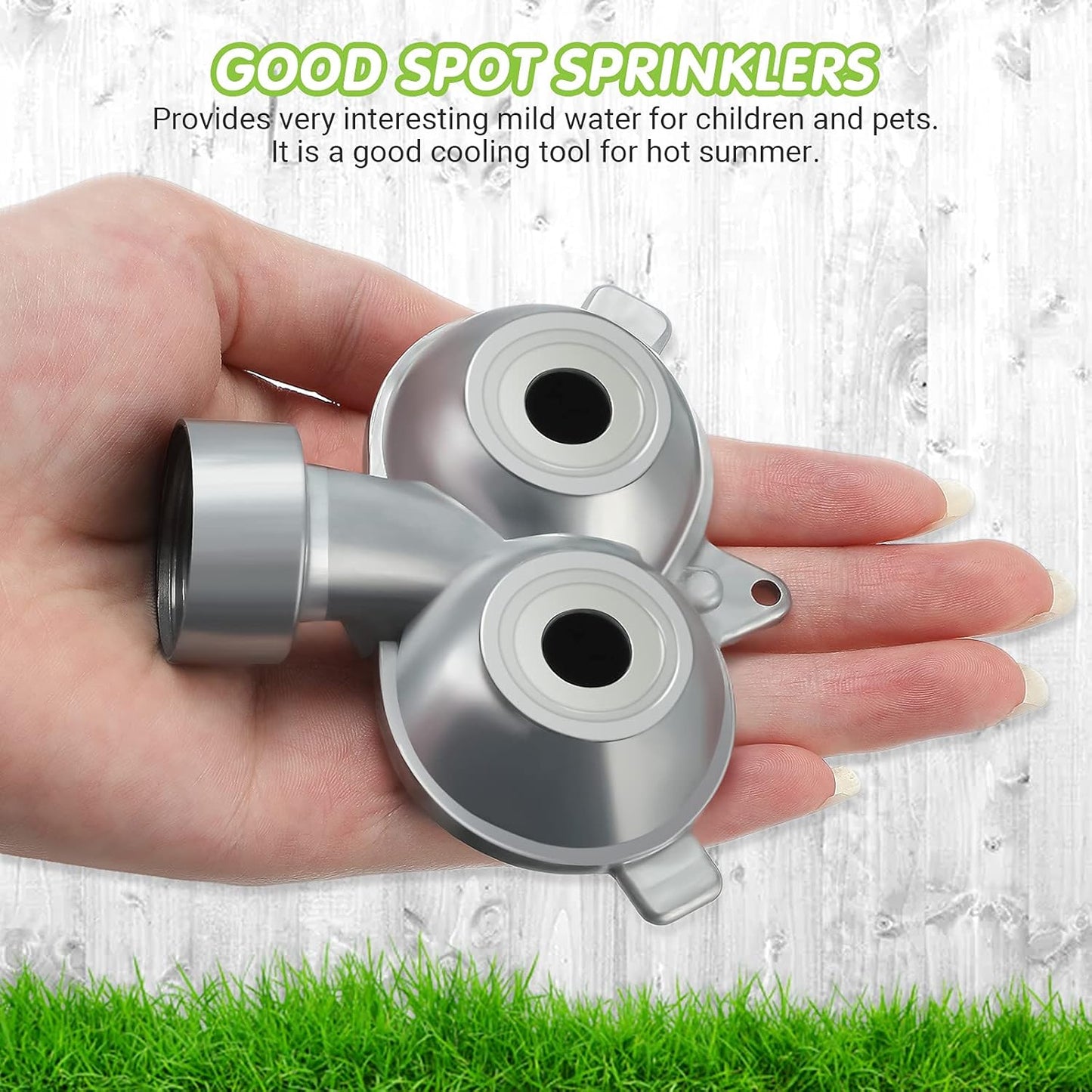 2 Pcs Circle Pattern Twin Spot Sprinkler Metal Lawn Garden Rotating Water Spray Sprinkler 360 Degree for Lawn Yard, Silver