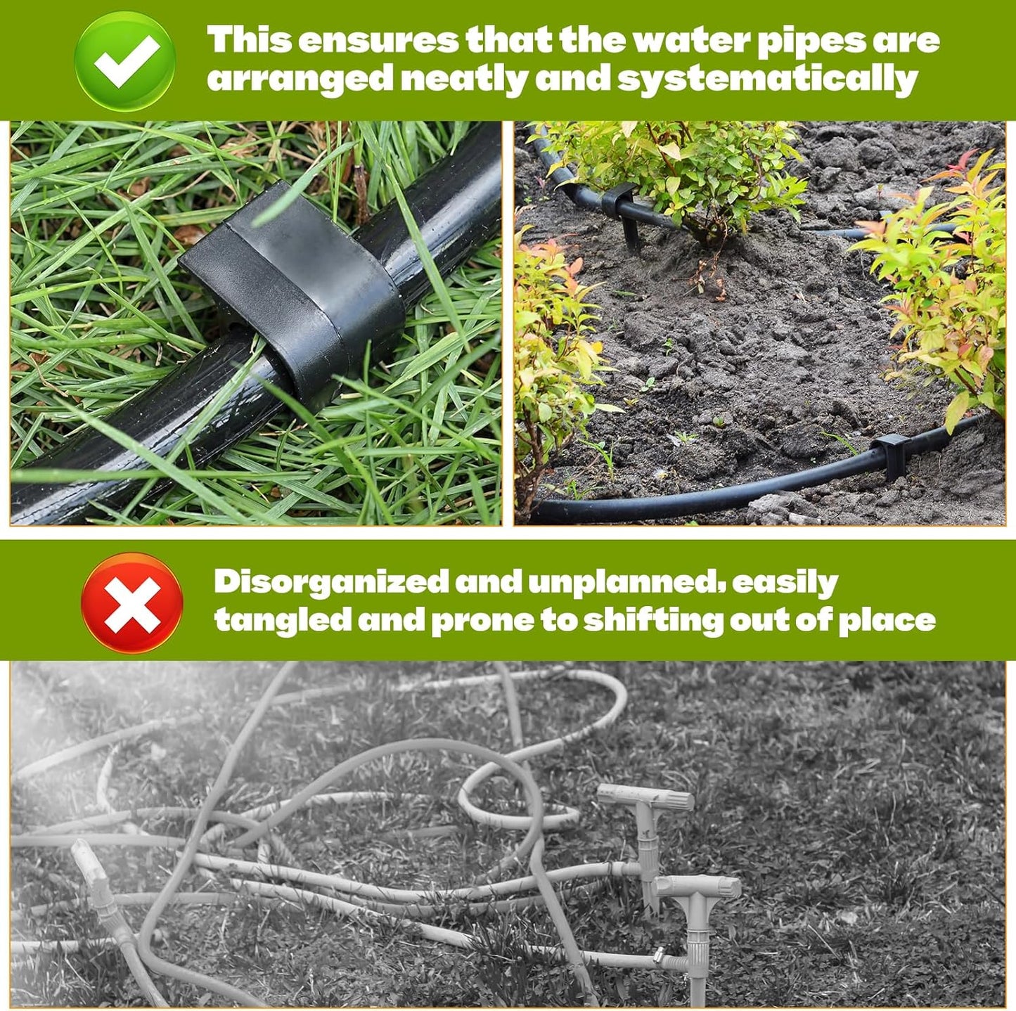 80 Pcs Irrigation Stakes Tubing Hold Down Anchor Stakes 1/2" PE Plastic Garden Hose Stake 6 Inch Plastic Drip Tubing Anchor for Greenhouse, Lawn, Patio, Vegetable Plot
