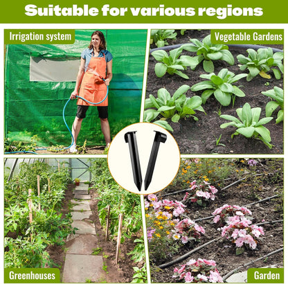 80 Pcs Irrigation Stakes Tubing Hold Down Anchor Stakes 1/2" PE Plastic Garden Hose Stake 6 Inch Plastic Drip Tubing Anchor for Greenhouse, Lawn, Patio, Vegetable Plot