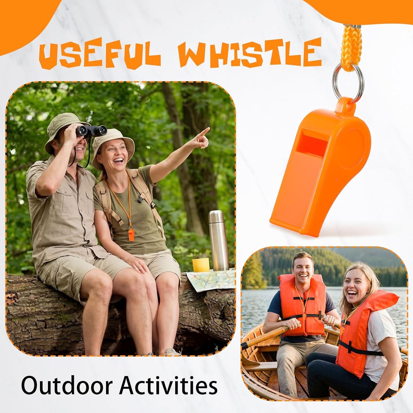 Whistle for Adults with Lanyard Plastic Safety Emergency Whistle Survival Loud for Lifeguard Coaches Hiking Outdoor Camping Accessories