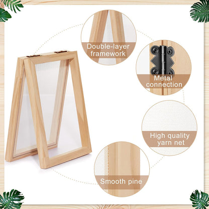 3 Size Wooden Paper Making Screen Paper Making Mould and Frame Kit for DIY Craft(A6, A5, A4)