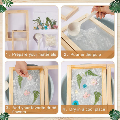 3 Size Wooden Paper Making Screen Paper Making Mould and Frame Kit for DIY Craft(A6, A5, A4)