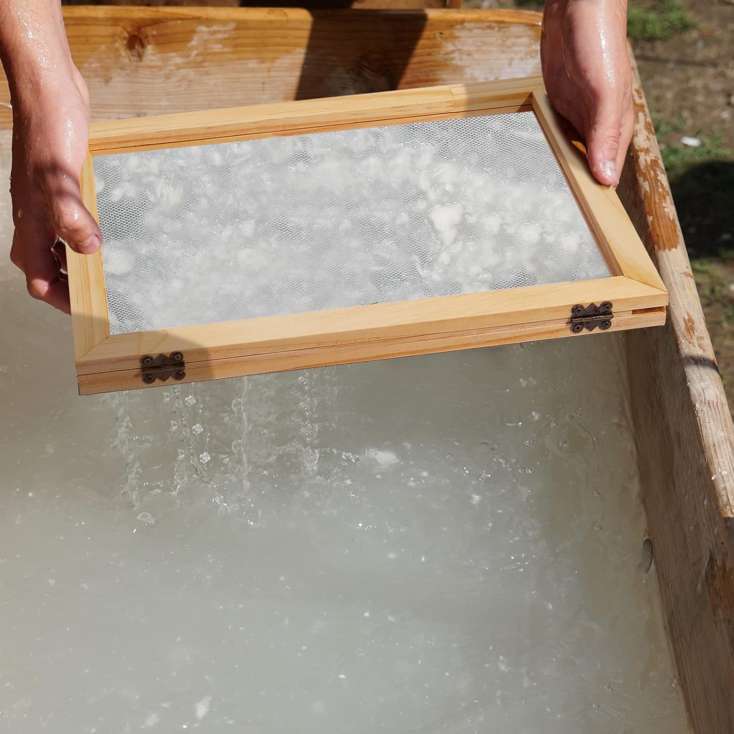3 Size Wooden Paper Making Screen Paper Making Mould and Frame Kit for DIY Craft(A6, A5, A4)