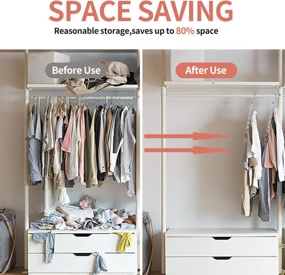 Space Saving Hangers for Clothes, 10 Pack Hanger Organizer Space Saver, Magic Metal Collapsible Closet Organizers, Multiple Hangers in One, College Dorm Room Essentials (V1.0)