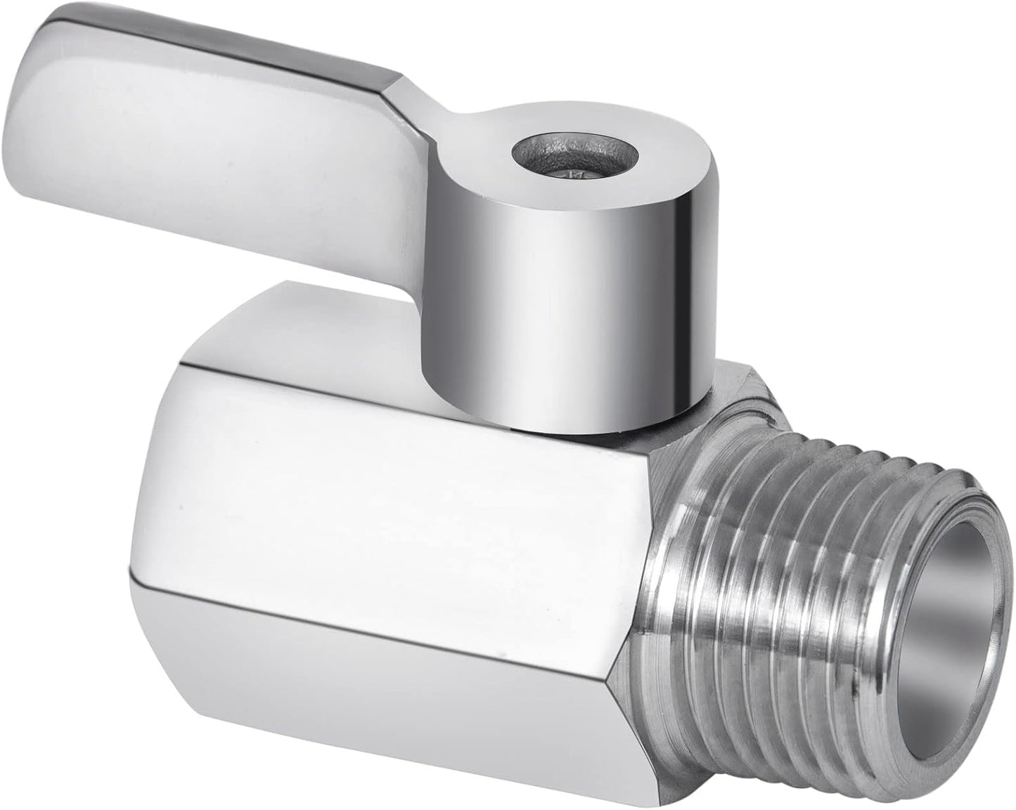 Shower Head Shut Off Valve, 304 Stainless Steel Mini Ball Valve NPT Thread(1/2" Male x 1/2"Female),Shower Head Flow Control Valve,Water Flow Control Valve （2 Pack）