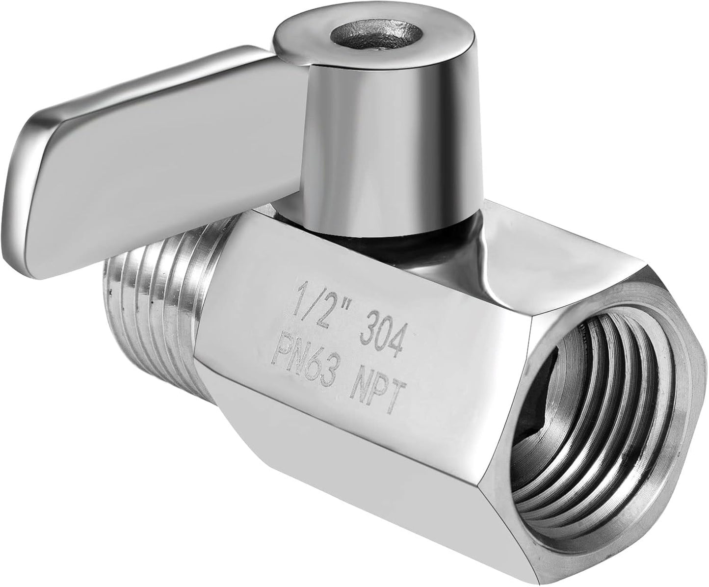 Shower Head Shut Off Valve, 304 Stainless Steel Mini Ball Valve NPT Thread(1/2" Male x 1/2"Female),Shower Head Flow Control Valve,Water Flow Control Valve （2 Pack）
