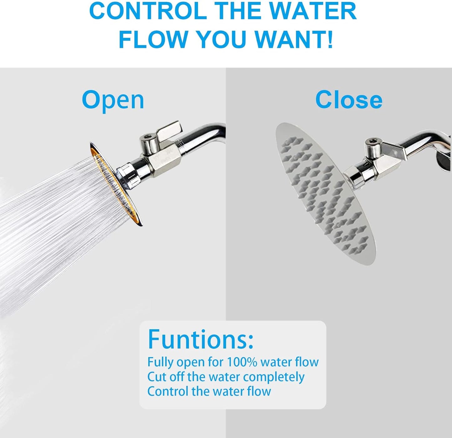 Shower Head Shut Off Valve, 304 Stainless Steel Mini Ball Valve NPT Thread(1/2" Male x 1/2"Female),Shower Head Flow Control Valve,Water Flow Control Valve （2 Pack）