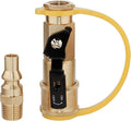 1/4" RV Propane Quick Connect Adapter for Propane Hose, Propane or Natural Gas 1/4" Quick Connect or Disconnect Kit - Shutoff Valve & Full Flow Plug - 100% Solid Brass