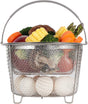 Steamer Basket for Instant Pot Accessories 6 qt or 8 quart - 2 Tier Stackable 18/8 Stainless Steel Mesh - Silicone Handle - Vegetable Steamer Insert, Egg Basket, Pasta Strainer,Silver.