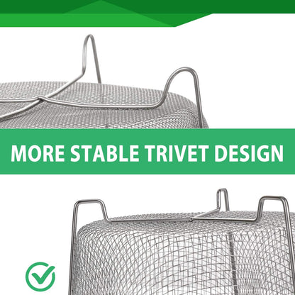 Steamer Basket for Instant Pot Accessories 6 qt or 8 quart - 2 Tier Stackable 18/8 Stainless Steel Mesh - Silicone Handle - Vegetable Steamer Insert, Egg Basket, Pasta Strainer,Silver.