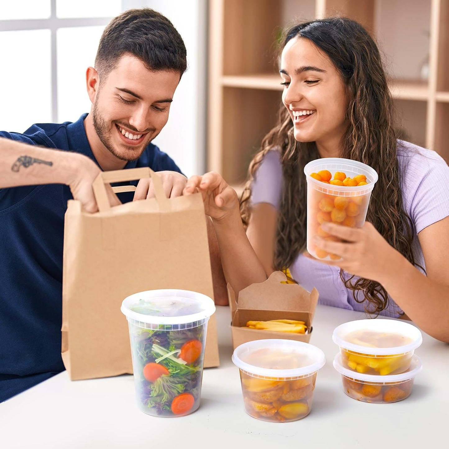 90 Sets Plastic Deli Containers With Lids, Assorted Sizes (8 oz 16oz 32oz) Variety pack, Airtight Food Storage Containers, Freezer/Dishwasher/Microwave Safe, Soup Containers For Takeout Food Storage