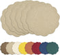 Round Faux Linen Placemats Set of 6 Heat Resistant Non-Slip Stain Proof Table Mats for Kitchen Dining Elegant Decor Place Mats (Linen Beige,6)
