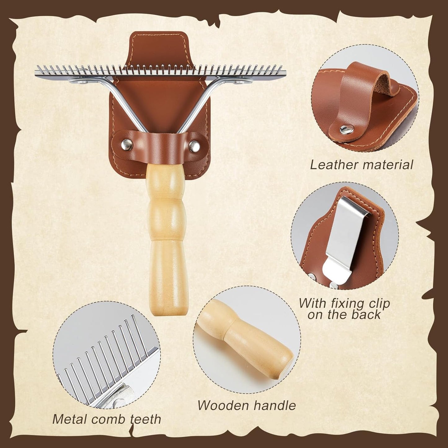 1 Set Cattle Show Comb Brush Holder Livestock Supplies for Cattle Horse Grooming Brush Show Comb with Wood Handle for Cow Livestock Brushes Pet Dog Cattlel Cows Goat Sheep