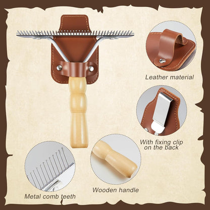 1 Set Cattle Show Comb Brush Holder Livestock Supplies for Cattle Horse Grooming Brush Show Comb with Wood Handle for Cow Livestock Brushes Pet Dog Cattlel Cows Goat Sheep