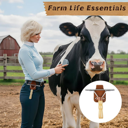 1 Set Cattle Show Comb Brush Holder Livestock Supplies for Cattle Horse Grooming Brush Show Comb with Wood Handle for Cow Livestock Brushes Pet Dog Cattlel Cows Goat Sheep