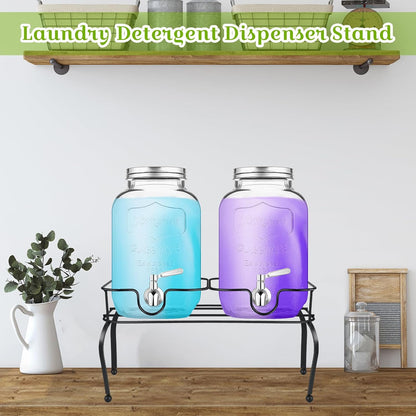 Metal Beverage Dispenser Stand for Parties Double Drink Stand Dispenser Holder Stand for Glass Jar Bottles(1 Gallon)
