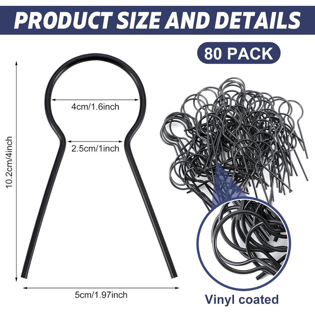 80 Pack 1 5/8" Od Ez Preformed Twist 8 Gauge Galvanized Steel Twist Fence Ties Black Vinyl Coated Chain Link Fence Ties for T-Posts/u-Posts Main Image