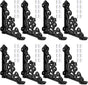 8 Pack Cast Iron Brackets Antique Style Shelf Brackets with Screws 3 7/8" x 3 7/8" Decorative Wall Mount Mental Shelving Heavy Duty Victorian Style Shelf (Black)
