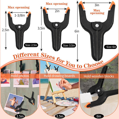 12 Pack 6 Inch Plastic Spring Clamps, for Crafts, Woodworking, Backdrop Stand, Photography, Home Dec