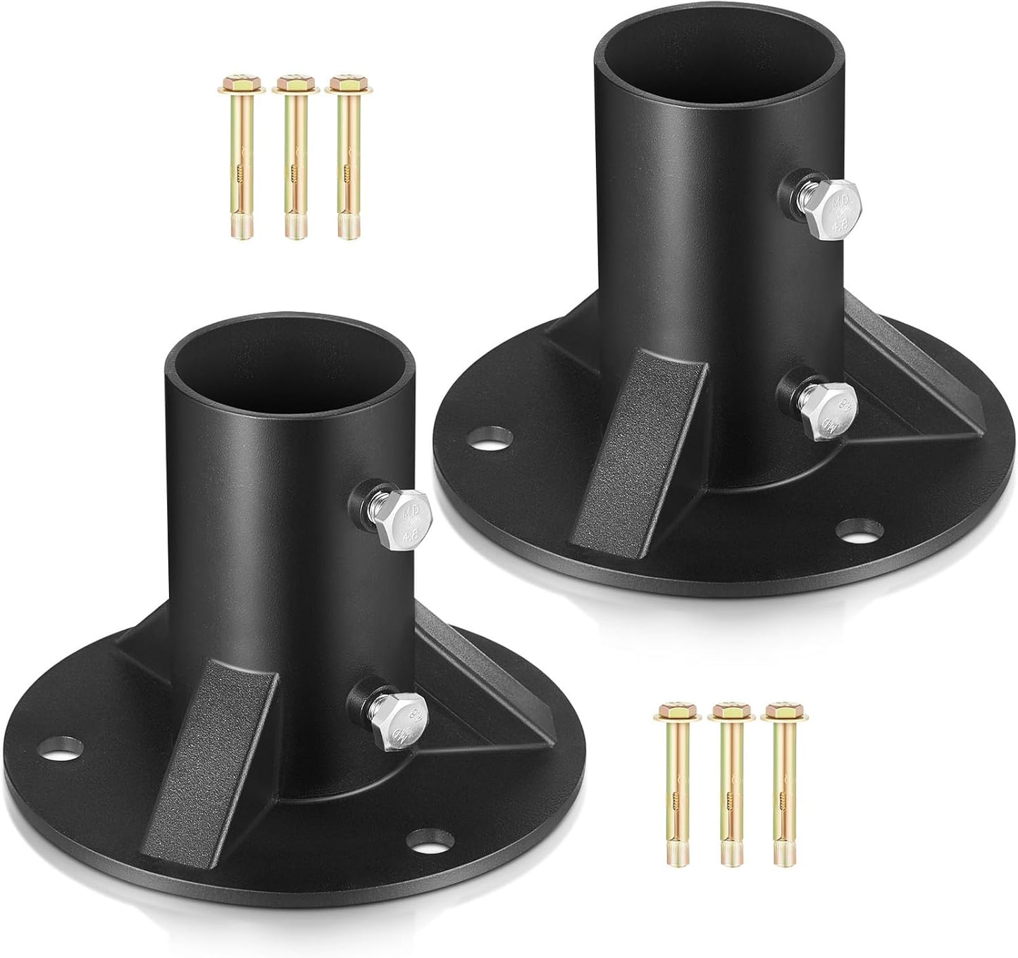 2 Pack Chain Link Fence Post 2'' Floor Flange Heavy Duty Round Post Base Bracket (od 1-7/8'') Fits Fence Mailbox Railing Deck Flag Column Stair Handrail with Expansion Bolts and Screws