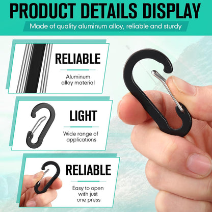 72pcs Carabiner Clips Bulk 2 Inch Small Spring Mini Carabiner Clip Aluminum Lightweight D-Shape Spring for Keychain Climbing Fishing Hiking Outdoor