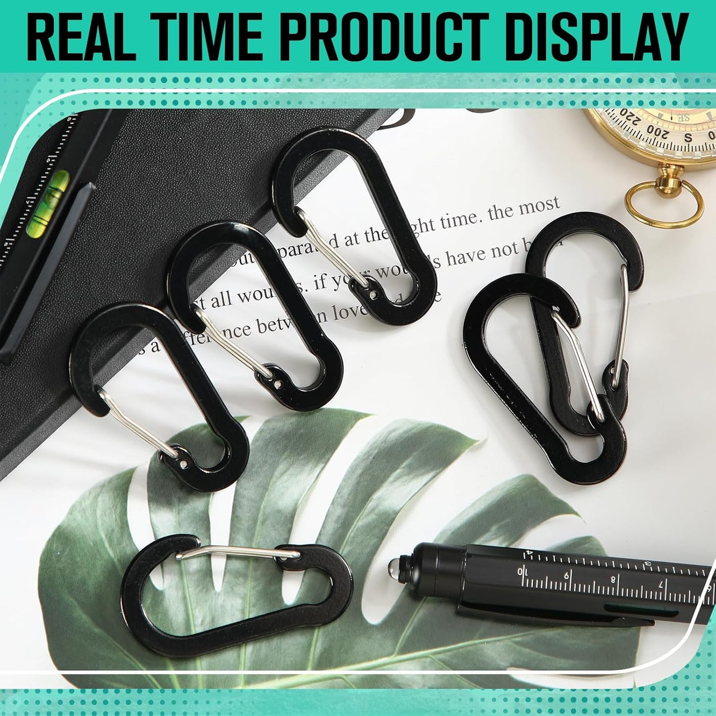 72pcs Carabiner Clips Bulk 2 Inch Small Spring Mini Carabiner Clip Aluminum Lightweight D-Shape Spring for Keychain Climbing Fishing Hiking Outdoor