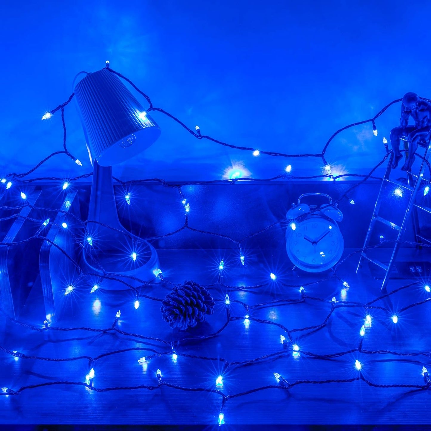 108FT 300 LED Fairy String Lights Christmas Fairy String Lights Plug in 8 Modes Extendable for Indoor Outdoor Wedding Birthday Christmas Tree Garden Decor(Blue)