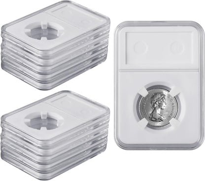 10 Packs 30mm Coin Slab Display Holder, Storage Case for JFK Half Dollar, Clear Acrylic Cases for Coin Organize and Collection, Four-Point Fixation Coin Slab Capsules Protector