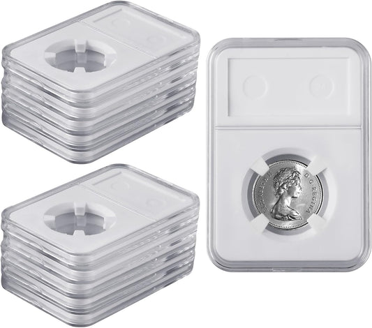10 Packs 30mm Coin Slab Display Holder, Storage Case for JFK Half Dollar, Clear Acrylic Cases for Coin Organize and Collection, Four-Point Fixation Coin Slab Capsules Protector