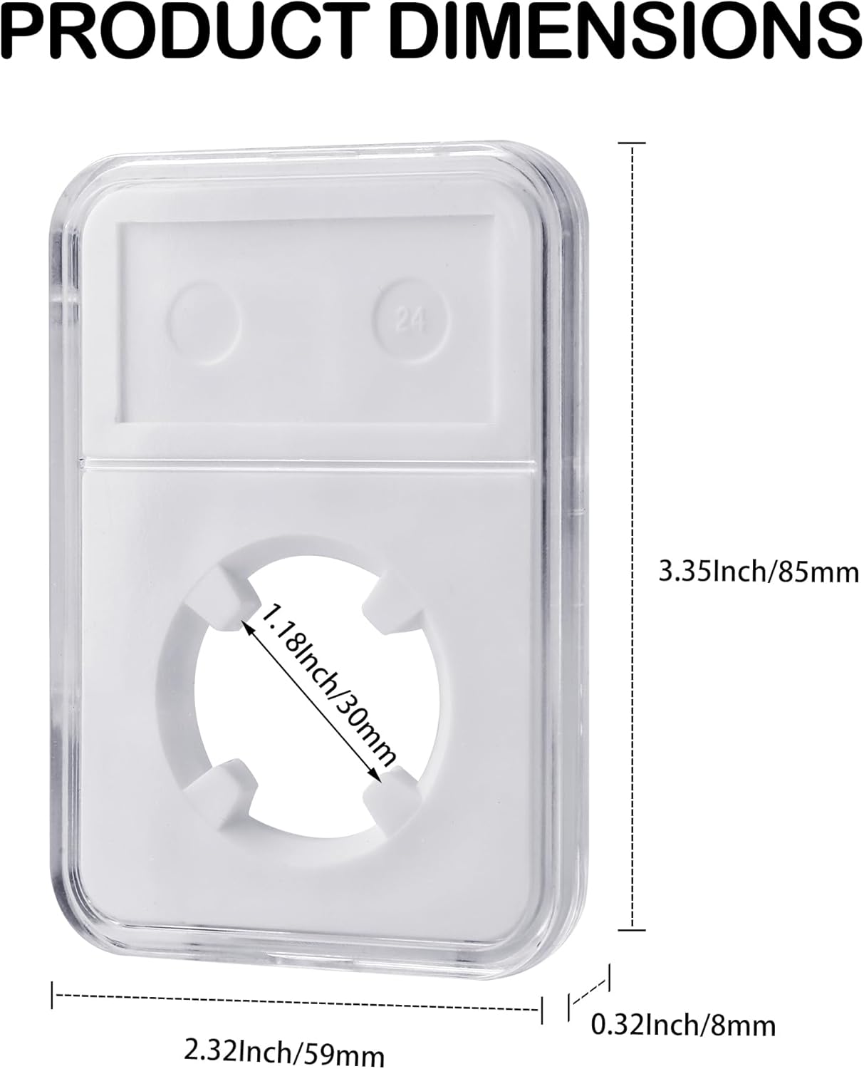 10 Packs 30mm Coin Slab Display Holder, Storage Case for JFK Half Dollar, Clear Acrylic Cases for Coin Organize and Collection, Four-Point Fixation Coin Slab Capsules Protector