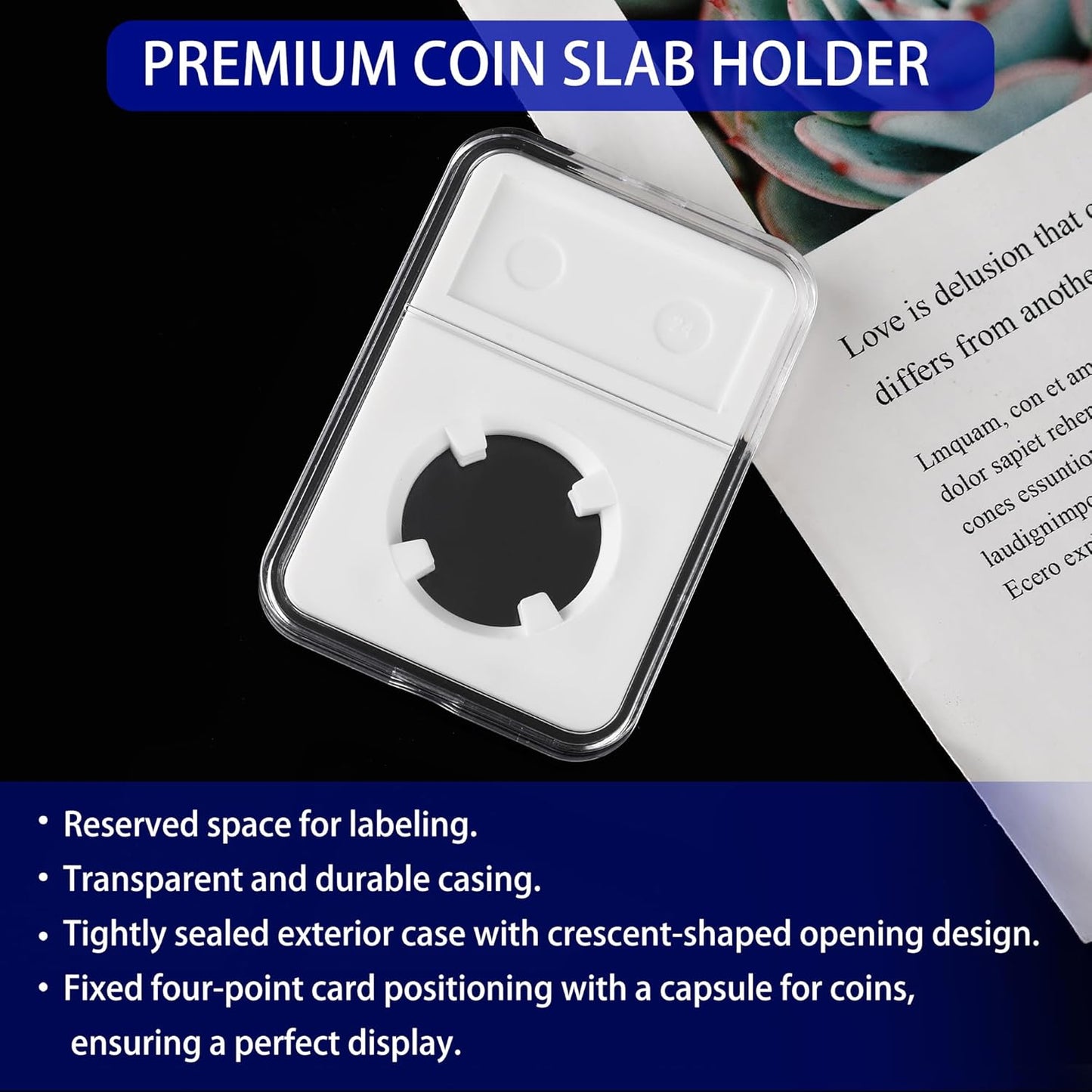 10 Packs 30mm Coin Slab Display Holder, Storage Case for JFK Half Dollar, Clear Acrylic Cases for Coin Organize and Collection, Four-Point Fixation Coin Slab Capsules Protector