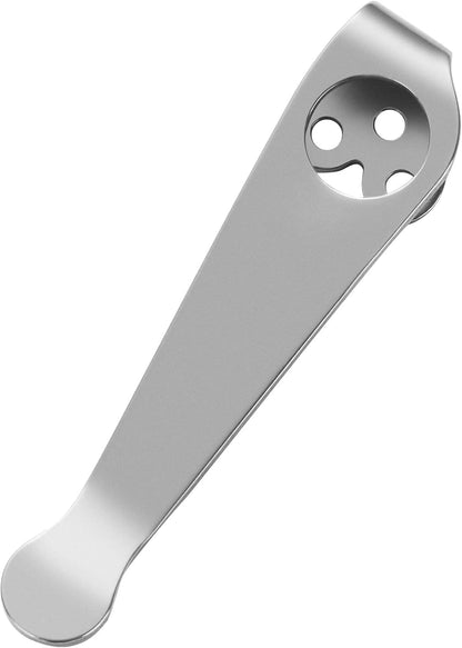 Titanium Deep Carry Pocket Clip for Spyderco Para 3 and Smock Knives, Premium Custom-made Pocket Clip with 3 Pieces Screws, Stone Wash