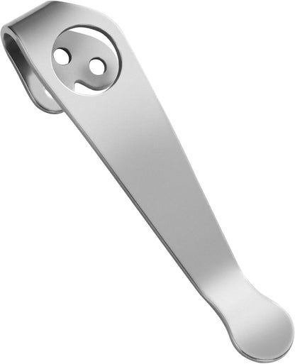 Titanium Deep Carry Pocket Clip for Spyderco Para 3 and Smock Knives, Premium Custom-made Pocket Clip with 3 Pieces Screws, Stone Wash