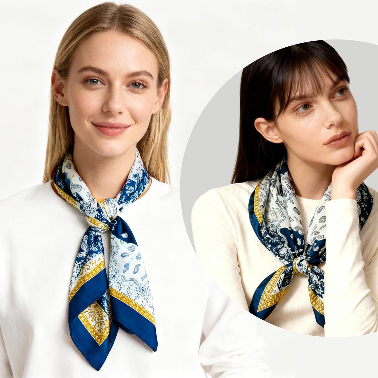 Head Scarf for Women - 35" Large Square Satin Scarf, Silk Hair Scarf for Girl's Hair & Neck Head Wrap for Sleeping (WHFS02)