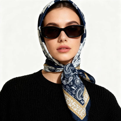 Head Scarf for Women - 35" Large Square Satin Scarf, Silk Hair Scarf for Girl's Hair & Neck Head Wrap for Sleeping (WHFS02)
