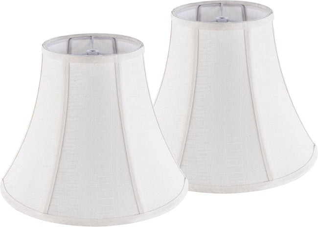 Creme White Bell Lamp Shades Set of 2 Medium Shade 6.7``Top x 13``Bottom x 10``High(Spider) Traditional Lampshade for Table & Bedside Lamp - Replacement Lampshades By Hover Image
