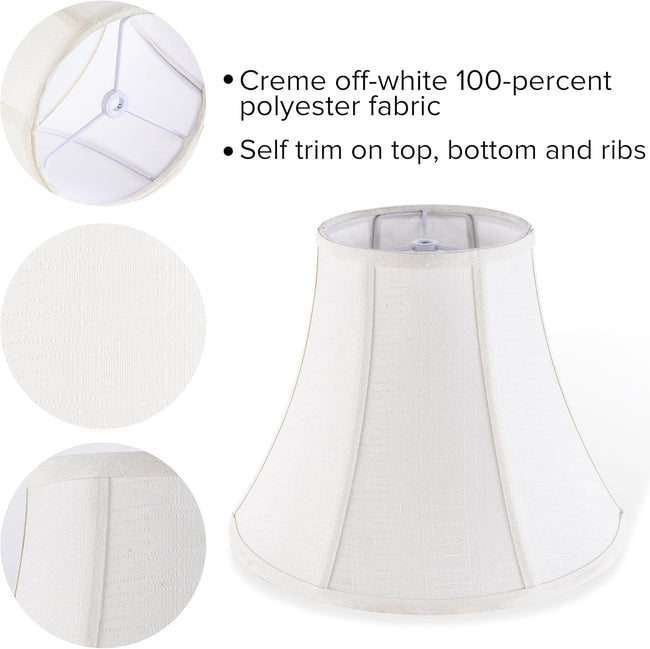 Creme White Bell Lamp Shades Set of 2 Medium Shade 6.7``Top x 13``Bottom x 10``High(Spider) Traditional Lampshade for Table & Bedside Lamp - Replacement Lampshades By Main Image