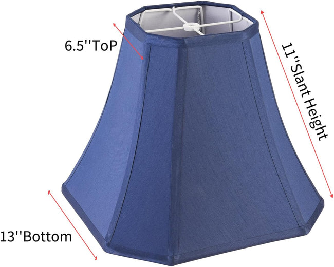 2 Pcs Navy Blue Square Cute Lamp Shades Octagonal Faux Silk Lampshade Replacement Medium Lampshade 6.5×13×10.6IN(Spider) Vintage Lamp Shade for Table & Floor Lamp - Easy Assembly Main Image