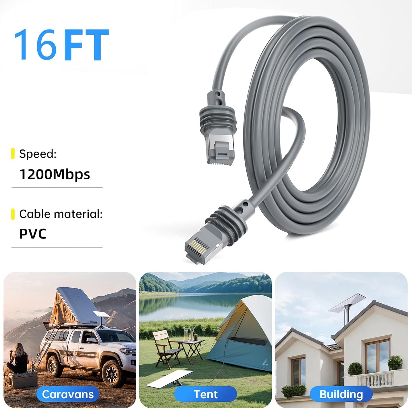 Ethernet Cable for Starlink Gen 3(16ft/5m), Extension ethernet Cable for starlink V3,Standard Actuated Waterproof Replacement Cord for Starlink