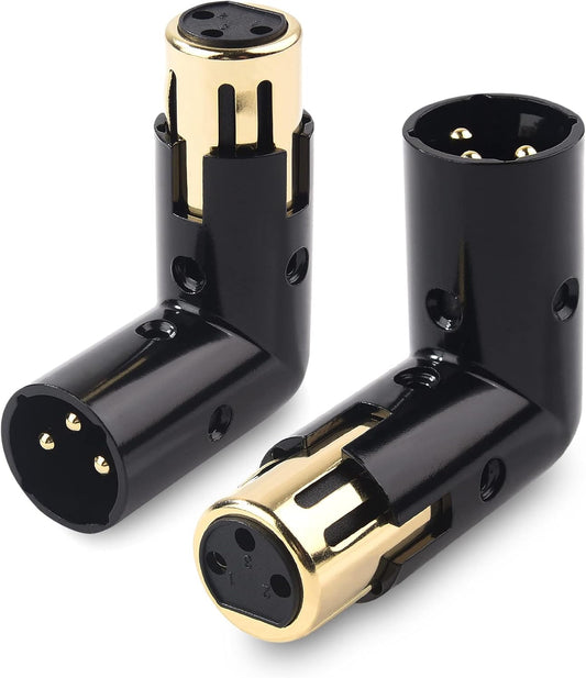 2-Pack Adjustable Male to Female Right Angle XLR Adapter in Black (XLR 90 Degree) & 120 Ohm 3-PinXLR Terminator/DMX Terminator - Optimal Signal Integrity for Lighting and Audio System.
