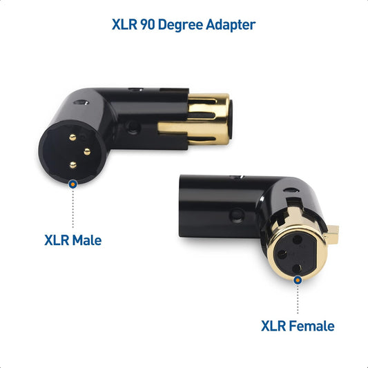 2-Pack Adjustable Male to Female Right Angle XLR Adapter in Black (XLR 90 Degree) & 120 Ohm 3-PinXLR Terminator/DMX Terminator - Optimal Signal Integrity for Lighting and Audio System.