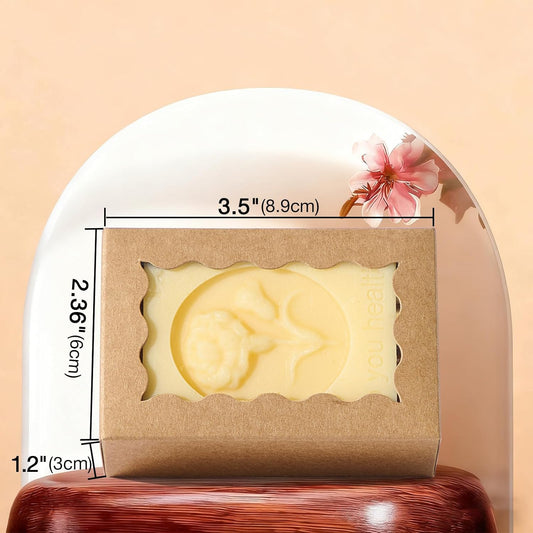 100PCS 3.5x2.36x1.2 inches Brown Soap Boxes with Window - Homemade Soap Packaging, Small Gift Boxes for Bakery, Macarons, Cookies, Candies & Party Favors